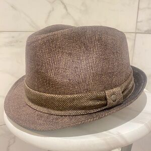 Stetson Fedora Hat Large Brown Plaid Velour velvet Dapper Gentleman Academia